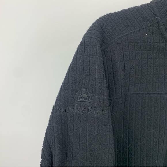 LL Bean Men Size Medium Pullover 1/2 Zip Jacket Black Windproof Fleece Top - Picture 4 of 8